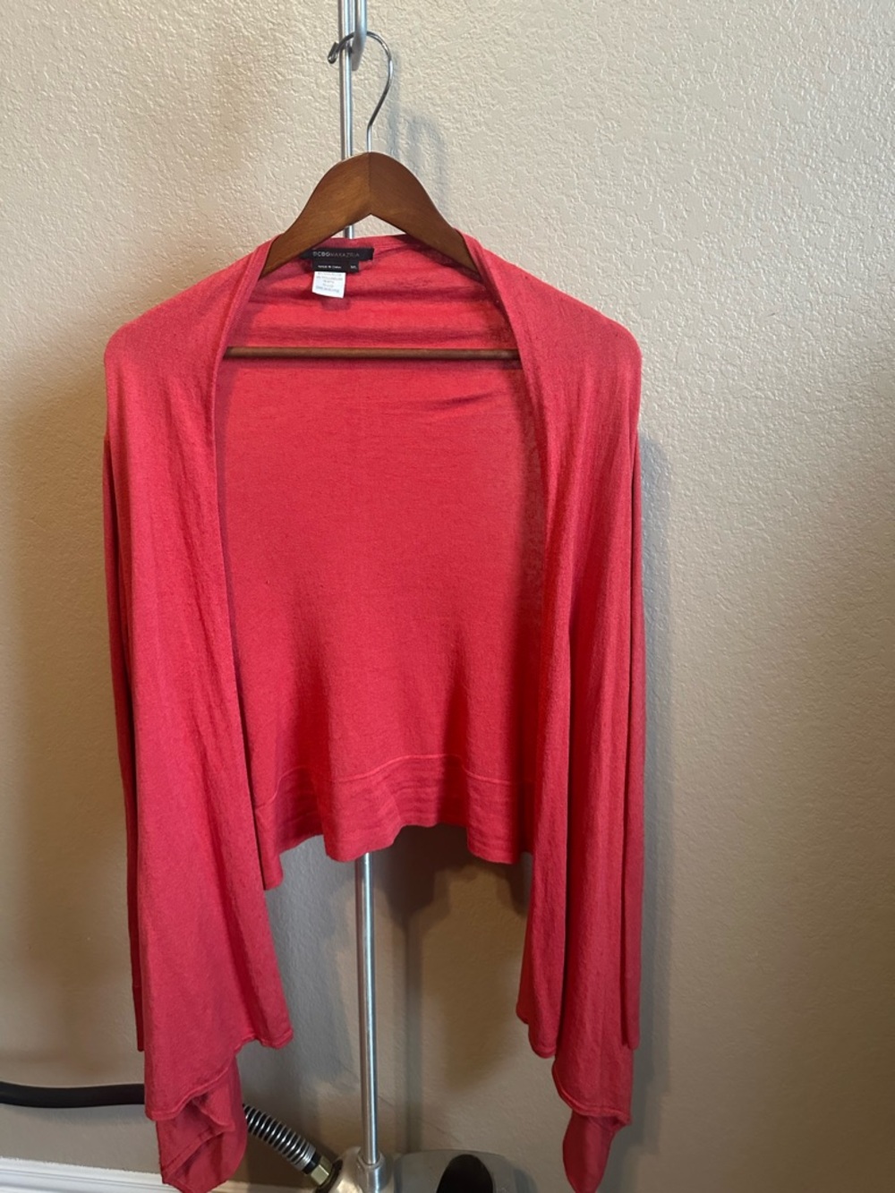 BCBGMaxAzria Coral Open-Front Draped Cardigan